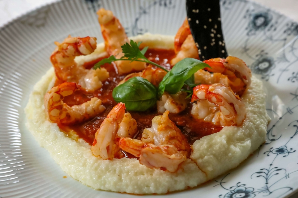 Polenta aux gambas 