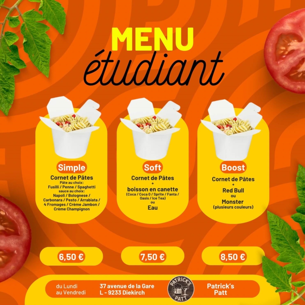 Menu étudiant 