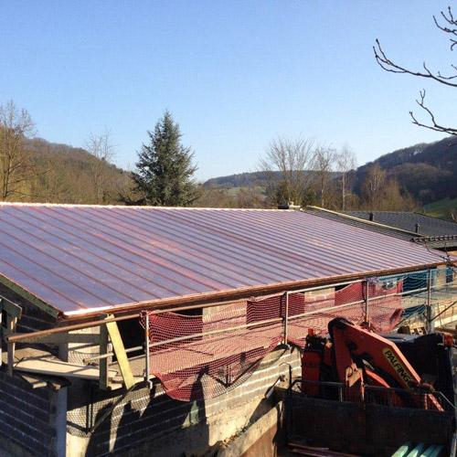 Chantier Kannerduerf à Mersch : toiture en cuivre