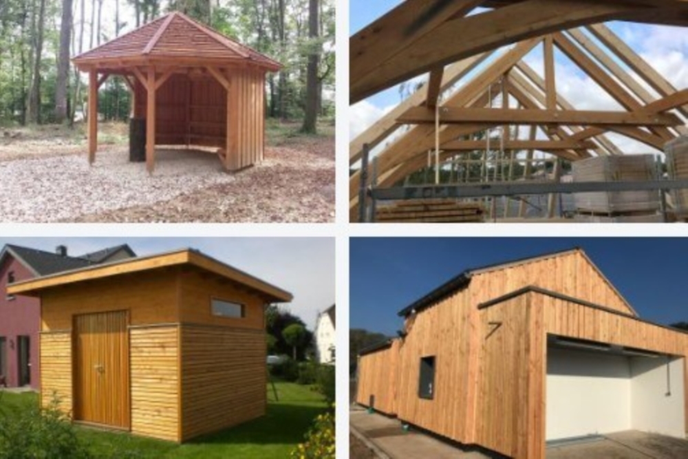 Construction en bois, carport et terrasse, façade