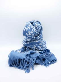 Scarf - Cotton - Block Print Spiral - Light Indigo