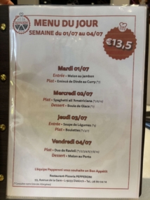 Menu du jour