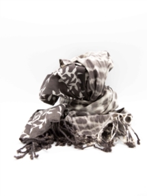 Scarf - Cotton - Tie dye & print - Grey/Beige