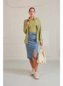 Denim midi skirt w. buttons YAYA