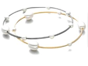 Bracelet acier et perles Akoja et eau douce