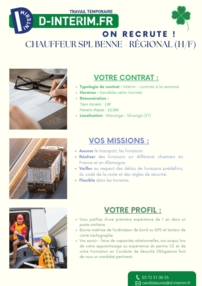 CHAUFFEUR SPL BENNE REGIONAL(H/F)