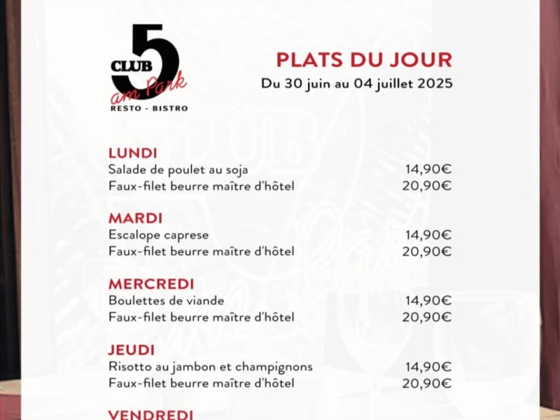 Menu du jour du 30/06 au 04/07/25