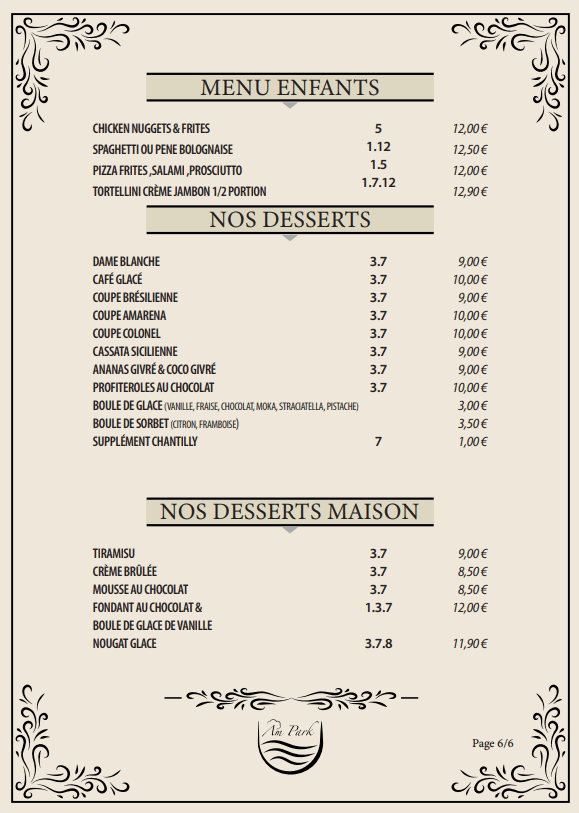 Notre Menu  6