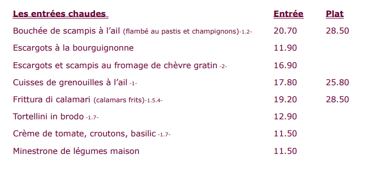 Les Entrées Chaudes