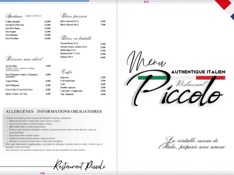 Menu en Français
