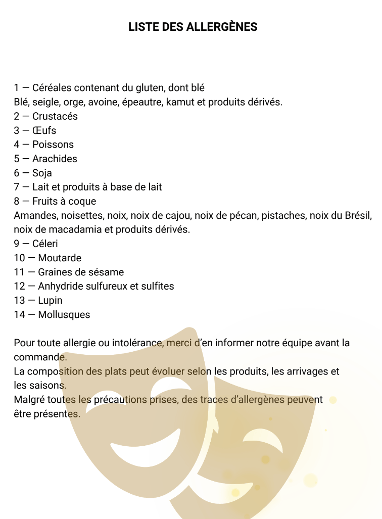 Liste des allergènes