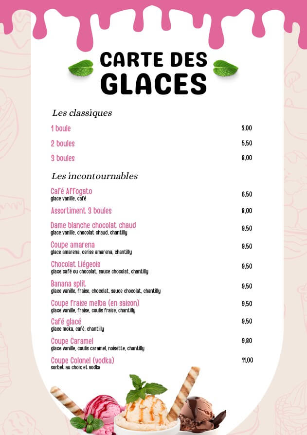 Carte des Glaces 1
