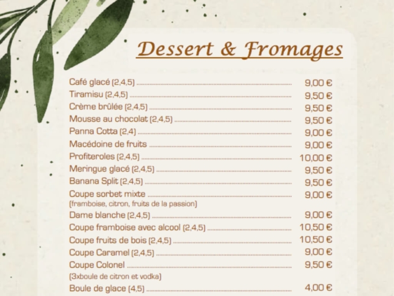 Dessert & fromages